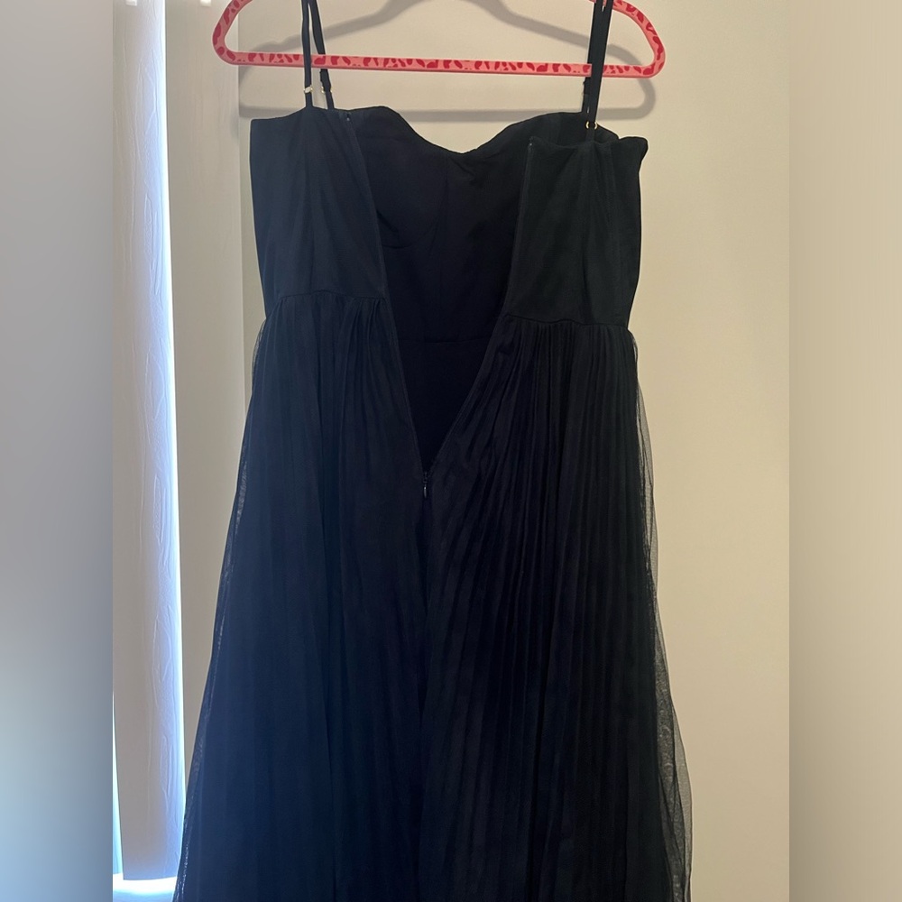 Hutch Amara Bustier Pleated Tulle Fit & Flare Midi Dress: color navy - Picture 8 of 13